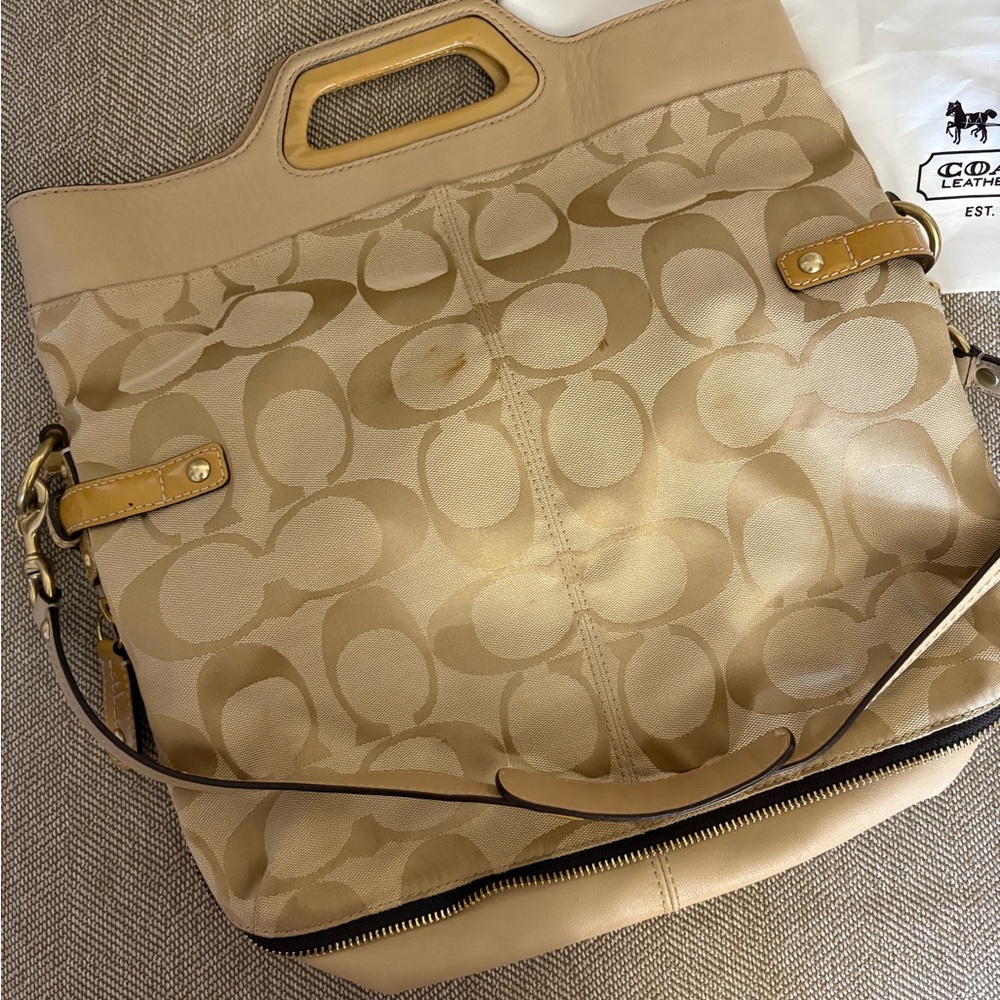 Coach Beige Signature Tote Bag